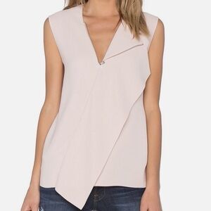Vince Zip Neck Draped Shell In New Buff Retail $245